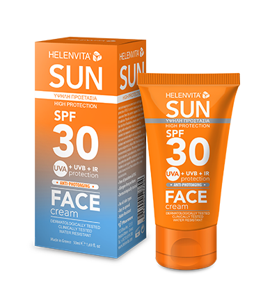 SUN FACE CREAM SPF30,ΑΝΤΗΛΙΑΚΗ ΚΡΕΜΑ ΠΡΟΣΩΠΟΥ ΥΨΗΛΗΣ ΠΡΟΣΤΑΣΙΑΣ ΚΑΤΆ ΤΗΣ ΦΩΤΟΓΗΡΑΝΣΗΣ ΜΕ SPF30