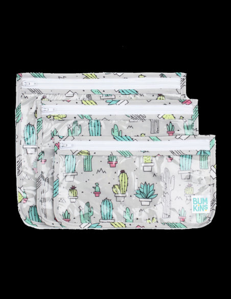 CLEAR TRAVEL BAG CACTI 3PK,ΔΙΑΦΑΝΑ ΑΔΙΑΒΡΟΧΑ ΤΣΑΝΤΑΚΙΑ ΣΕ ΤΡΙΑ ΔΙΑΦΟΡΕΤΙΚΑ ΜΕΓΕΘΗ ΜΕ ΣΧΕΔΙΟ ΚΑΚΤΟΥΣ