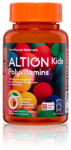 ALTION KIDS POLYVITAMINS,ΠΑΙΔΙΚΟ ΠΟΛΥΒΙΤΑΜΙΝΟΥΧΟ ΣΥΜΠΛΗΡΩΜΑ ΔΙΑΤΡΟΦΗΣ ΜΕ ΕΚΧΥΛΙΣΜΑΤΑ ΦΡΟΥΤΩΝ & ΛΑΧΑΝΙΚΩΝ & ΓΕΥΣΗ ΚΕΡΑΣΙ ΚΑΙ ΠΟΡΤΟΚΑΛΙ ΣΕ ΖΕΛΕΔΑΚΙΑ