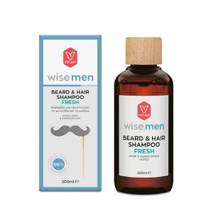 WISE MEN BEARD & HAIR SHAMPOO FRESH,ΑΝΔΡΙΚΟ ΣΑΜΠΟΥΑΝ ΓΙΑ ΜΑΛΛΙΑ & ΓΕΝΙΑ ΜΕ ΝΟΤΕΣ MUSK ΚΑΙ ΣΑΝΤΑΛΟΞΥΛΟΥ